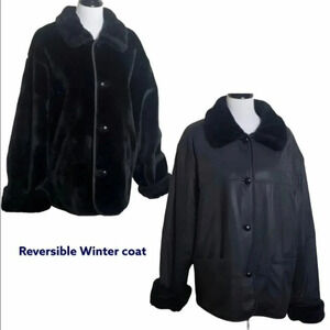Faux Fur L black Reversible Heavy weight Mobwife vibe‎ coat